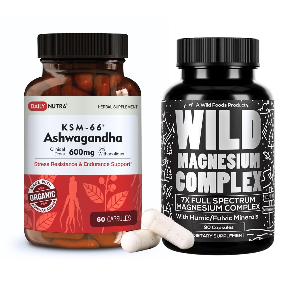 Συγκρότημα μαγνησίου (90 caps) & KSM-66 Ashwagandha (60 caps)
