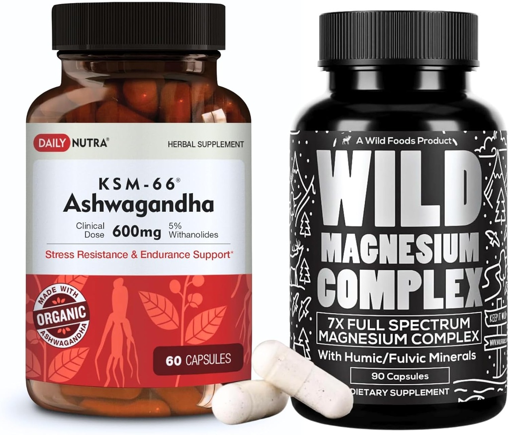 Συγκρότημα μαγνησίου (90 caps) & KSM-66 Ashwagandha (60 caps)