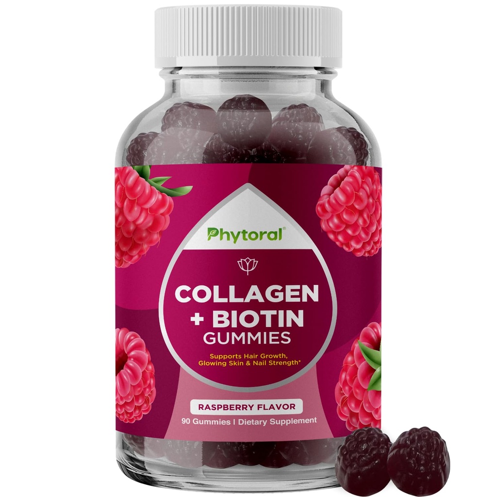 Hydrolyzed Collagen Peptides for Women with Biotin - Hair, Skin and Nails Βιταμίνες για Ελαστικότητα, Ζωτικότητα & Ενυδάτωση Gummies - Φυσικά πηγασμένη Βιοτίνη και Κολαγόνο για Γυναίκες - 90 Count
