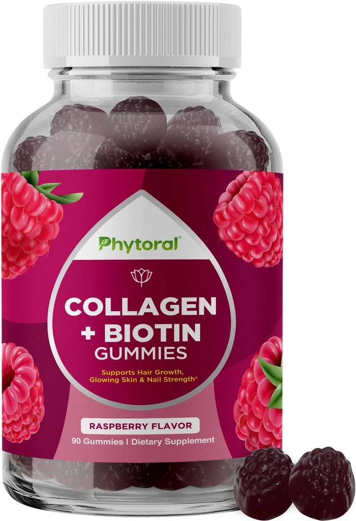 Hydrolyzed Collagen Peptides for Women with Biotin - Hair, Skin and Nails Βιταμίνες για Ελαστικότητα, Ζωτικότητα & Ενυδάτωση Gummies - Φυσικά πηγασμένη Βιοτίνη και Κολαγόνο για Γυναίκες - 90 Count