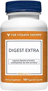 The Vitamin Shoppe Digestive Enzymes- Complete Formula for Fats, Carbohydrates, and Protein Digetion - Aids Gluten and Dairy Breaking and Supports Απορρόφηση θρεπτικών συστατικών (180 κάψουλες λαχανικών)