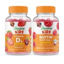 Ζωηρή βιταμίνη D παιδιά + παιδιά βιοτίνης, Gummies Bundle - μεγάλη γεύση, συμπλήρωμα βιταμίνης, χωρίς γλουτένη, GMO δωρεάν, μασώμενη ούλα