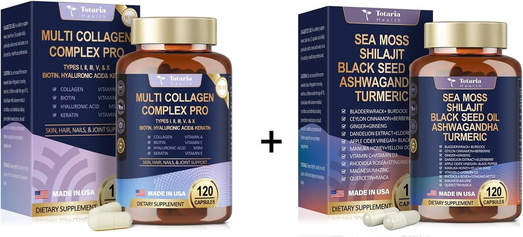 Τοταρία 18-σε-1 Κολλαγόνο Πεπτίδες Καπ & 25-σε-1 Sea Moss Caps