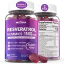 Resveratrol συμπλήρωμα 1500mg - Resveratrol Gummies υποστηρίζει NAD+, NMN & NMNH Synergy, με Quercetin, Σπόροι σταφυλιού, Acai μούρα εκχυλίσματα για Αντιοξειδωτικό, υγιή γήρανση & μακροζωία, δέρμα, εγκέφαλος - 2Pcs