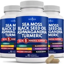 NEW AGE Silica Sea Moss, Black Seed Oil, Ashwagandha, Turmeric, Bladderwrack, Burdock - με Manuka, Honey Dandelion, ACV Μαύρο πιπέρι Χωρίς γλουτένη