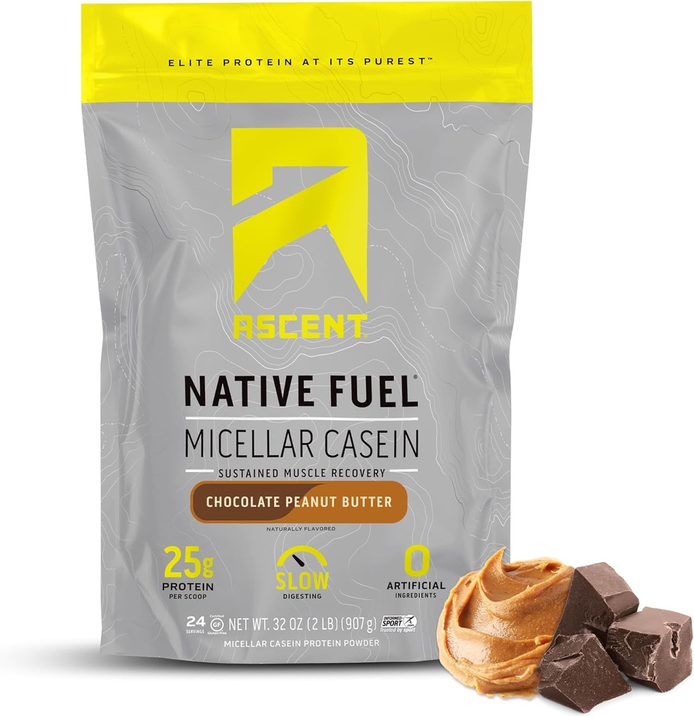 Αναρρίχηση σε σκόνη πρωτεΐνης καζεΐνης - 25g Micellar καζεΐνη σε σκόνη με μηδενικές τεχνητές γεύσεις & γλυκαντικά, χωρίς γλουτένη, χωρίς προσθήκη ζάχαρης, 4,9g BCAA, 2,2g Leucine - Σοκολάτα φυστικοβούτυρο, 2 Λίρες