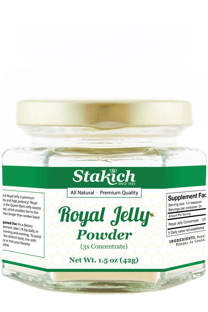 Stakich Royal Jelly Powder - 1,5 ουγγιά - 3X συμπυκνωμένο - Αποξηραμένο, καθαρό, φυσικό