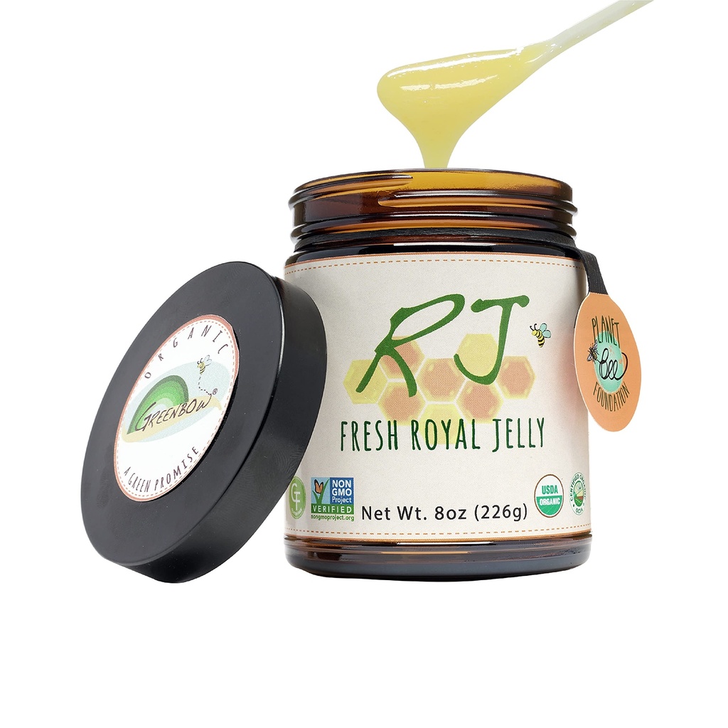 Greenbow Organic Fresh Royal Jelly - 100% USDA Certified Organic, Non-GMO, Halal, Certified GMP, Pure, Gluten Free - One of The Most Nutrition Packed - (226g)