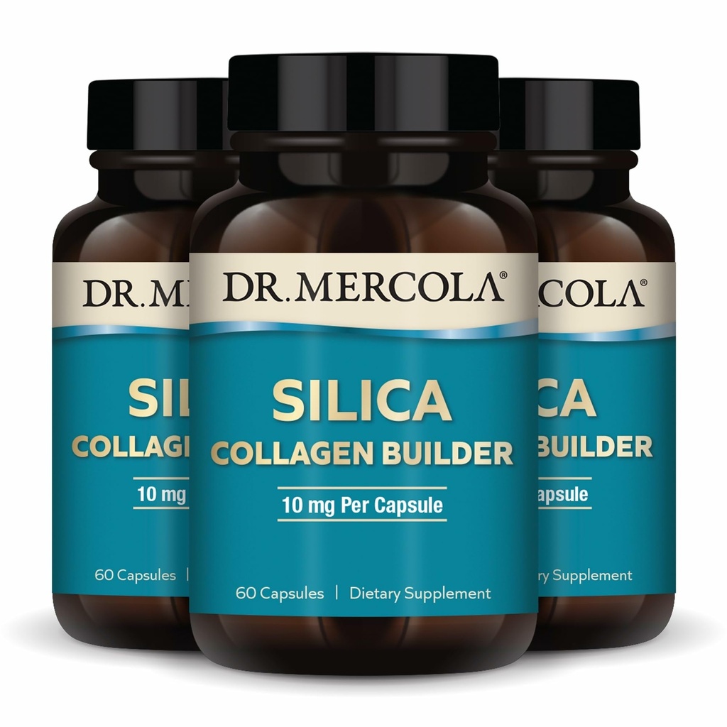 Dr. Mercola Silica Collagen Builder - Plant-based Silica συμπλήρωμα για την υποστήριξη του δέρματος, των μαλλιών, των νυχιών και της υγείας των οστών - μη ΓΤΟ, χωρίς γλουτένη και χωρίς σόγια - 180 κάψουλες (90 εξυπηρετούν)