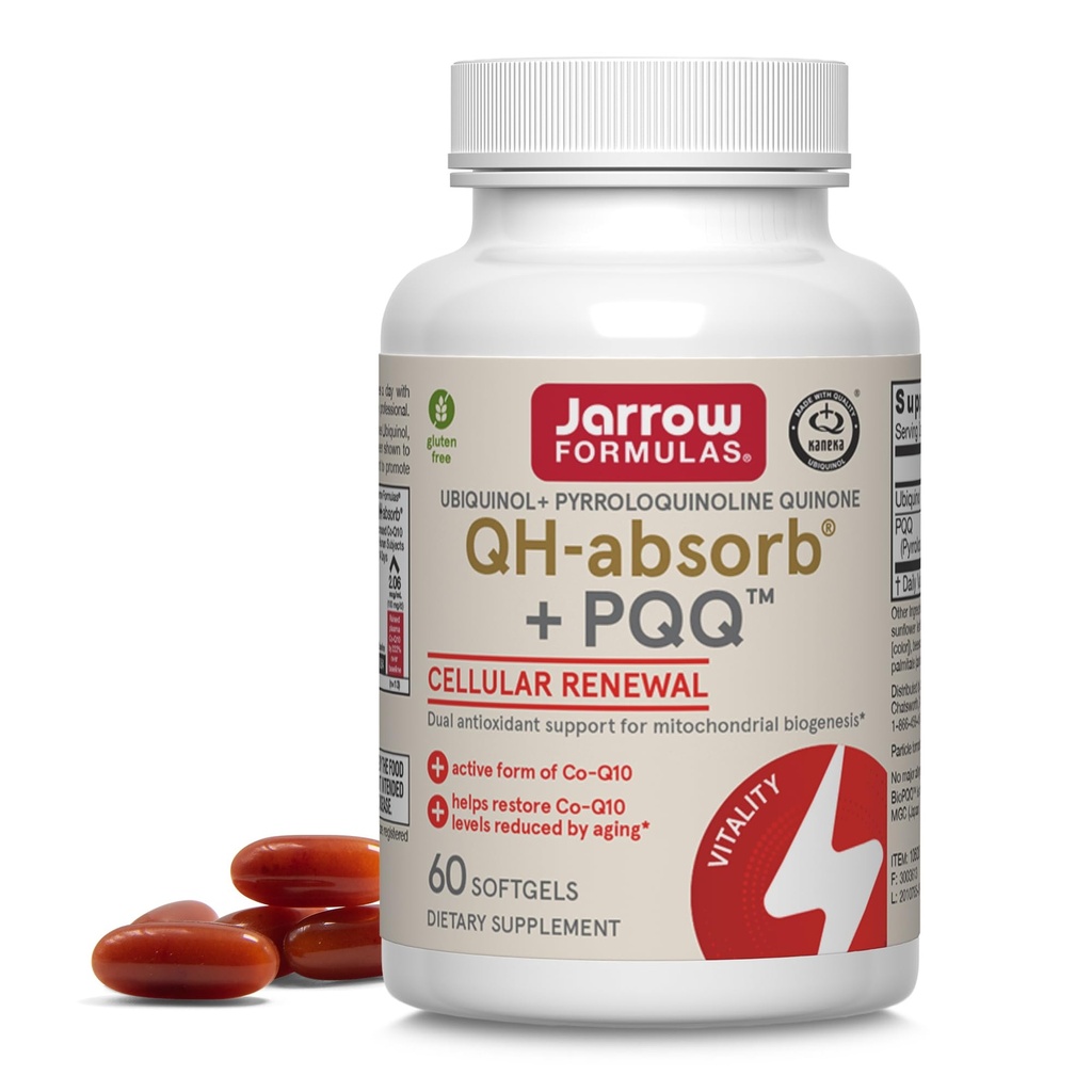 Jarrow Formulas QH-Absorb + PQQ - 60 Softgels - Υποστηρίζει τη μιτοχονδριακή βιογένεση, την παραγωγή ενέργειας & την καρδιοαγγειακή υγεία - Έως 60 υπηρεσίες