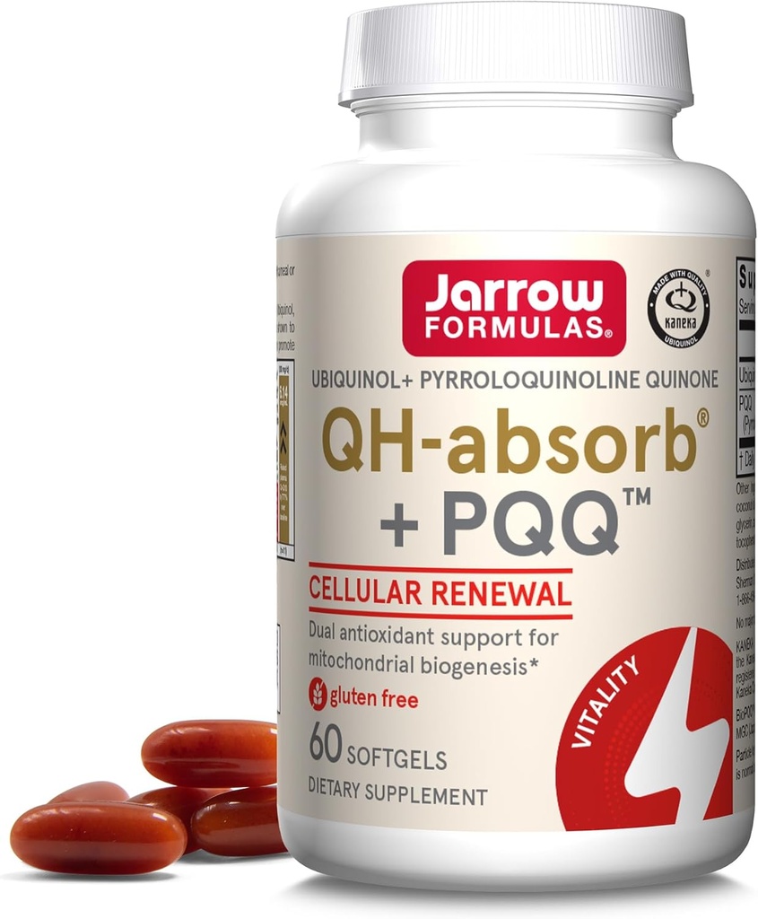 Jarrow Formulas QH-Absorb + PQQ - 60 Softgels - Supports Mitochondrial Biogenesis, Energy Production & Cardiovascular Health - Up to 60 Servings