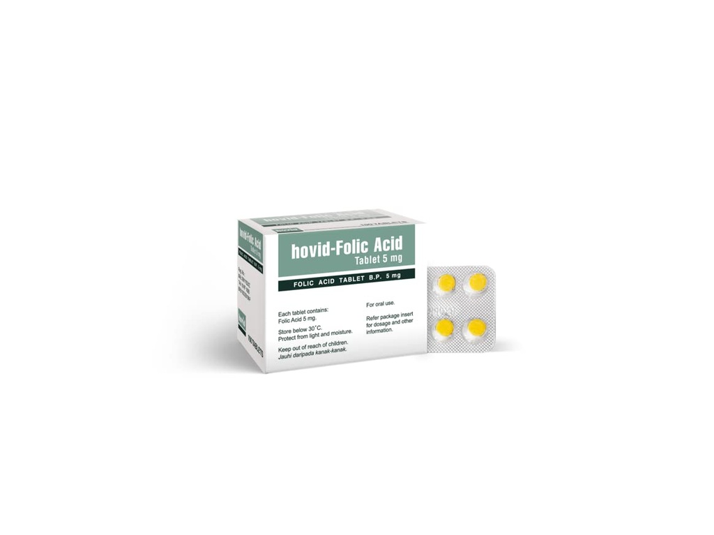 HOVID Folic Acid 5Mg 100 Tablets (Pack of 3 Boxes of 100 Tablets)