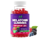 Μελατονίνη 20mg Gummies (120 Count) - Μέγιστη δύναμη Υποστήριξη ύπνου για ενήλικες με 10mg μελατονίνης ανά γλουτένη - Χωρίς γλουτένη, μη-GMO, χορτοφάγοι, Μεγάλη γεύση μικτή γεύση μούρου - 60 εξυπηρετήσεις