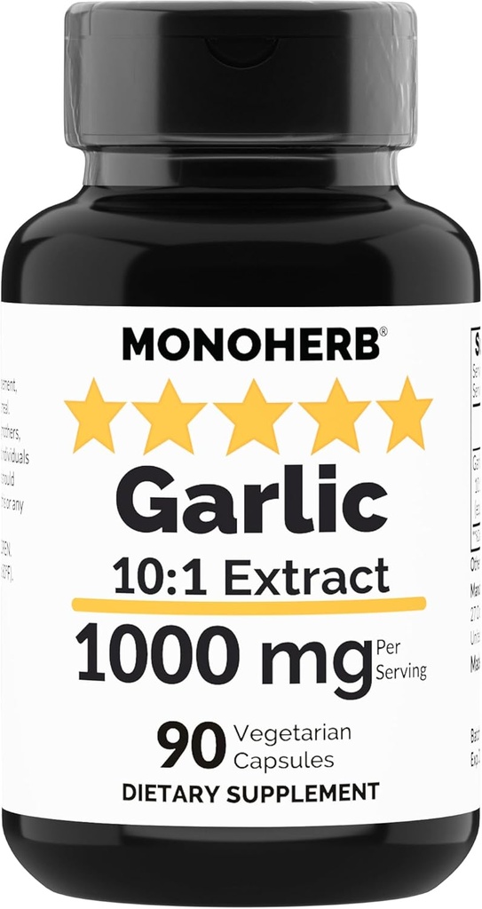 MONOHERB εκχύλισμα σκόρδου 1000 mg - 90 κάψουλες χορτοφαγικών