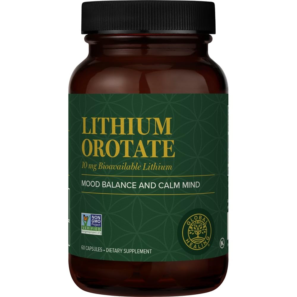 Global Healing Center - Οροτικό λίθιο 10mg - Μη-GMO, Χωρίς γλουτένη, συμπλήρωμα λιθίου Vegan Friendly Brain Health για την υποστήριξη Mood, λειτουργία και σαφήνεια (60 κάψουλες)