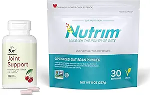 Sur Nutrim Oat Bran Powder with 750mg Beta Glucan per Serving Joint Support FruiteX-B Tart Cherry Capsules Bundle