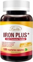 Lovita Iron 18 mg, 6 σε 1 συμπλήρωμα σιδήρου για γυναίκες, βιταμίνη C, Dong Quai & B12, βιταμίνη Vegan για την υποστήριξη της παραγωγής ερυθρών αιμοσφαιρίων χωρίς δυσκοιλιότητα, 120 κάψουλες