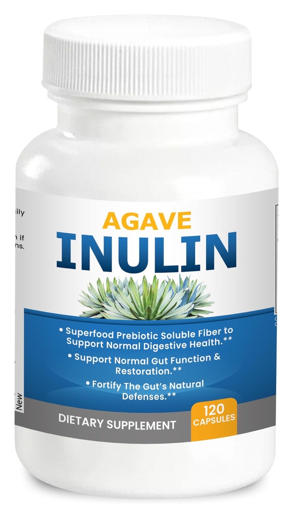 Agave Inulin Κάψουλες Πειθητική υποστήριξη Διαλυτή ινώδης προβιοτική ινουλίνη 120 Ct.