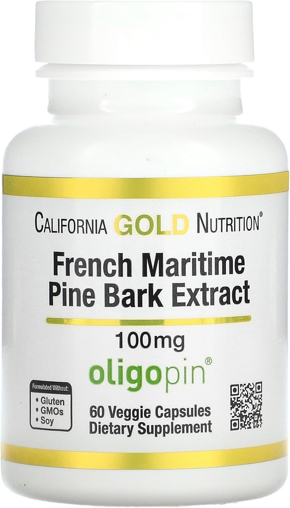 California Gold Nutrition French Maritime Pine Bark Extract, Oligopin, 100 mg, 60 κάψουλες Veggie