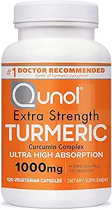 Qunol Turmeric Curcumin Supplement, Turmeric 1000mg με Ultra Υψηλή Απορρόφηση, Κοινό Συμπλήρωμα Υποστήριξης, Extra Strength Turmeric Κάψουλες, 2 Μήνες Προμήθεια, 120 Count (Pack of 1)