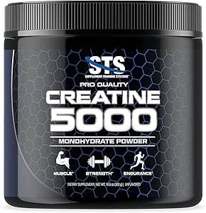 STS Creatine 300 Grams - 100% Αμιγής Ακατέργαστη κρεατίνη Μονοϋδρική σκόνη, προ-εξάσκηση, μετά την προπόνηση, Build Muscle and Stamina - 60 εξυπηρετήσεις - με Scoop