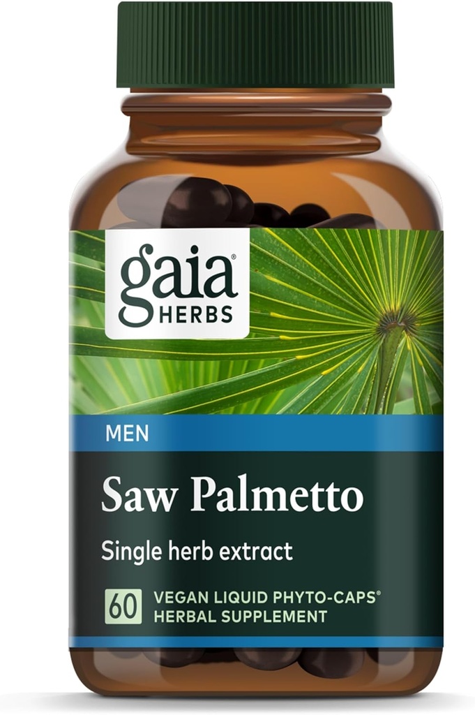 Βότανα Gaia Saw Palmetto - Υποστηρίζει υγιή λειτουργία Prostate για τους άνδρες - Περιέχει πριόνι Palmetto και ηλιόσπορος Σπόρος Λεκιθίνη για την υποστήριξη της υγείας των ανδρών - 60 Vegan υγρό Phyto-Capsules (30-Day Supply)