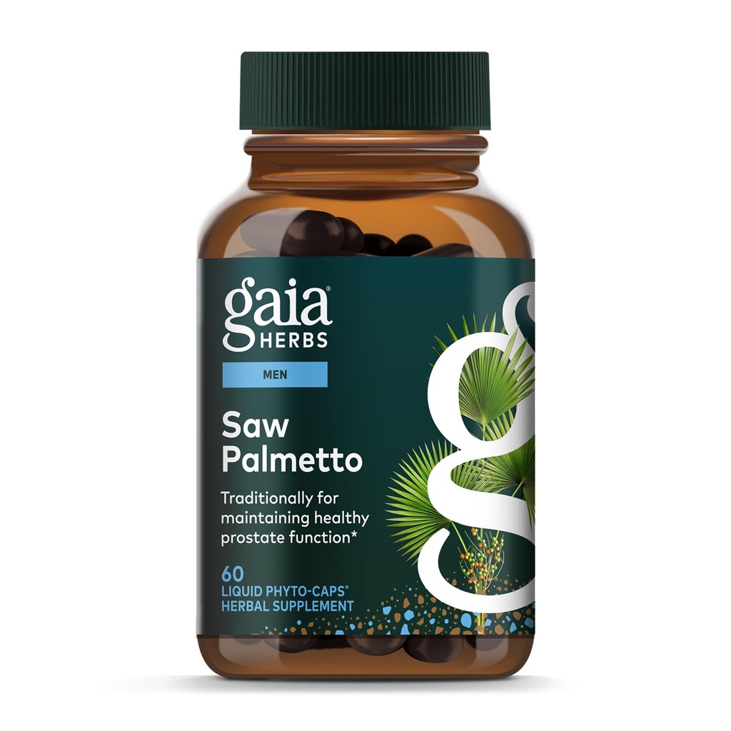 Βότανα Gaia Saw Palmetto - Υποστηρίζει υγιή λειτουργία Prostate για τους άνδρες - Περιέχει πριόνι Palmetto και ηλιόσπορος Σπόρος Λεκιθίνη για την υποστήριξη της υγείας των ανδρών - 60 Vegan υγρό Phyto-Capsules (30-Day Supply)