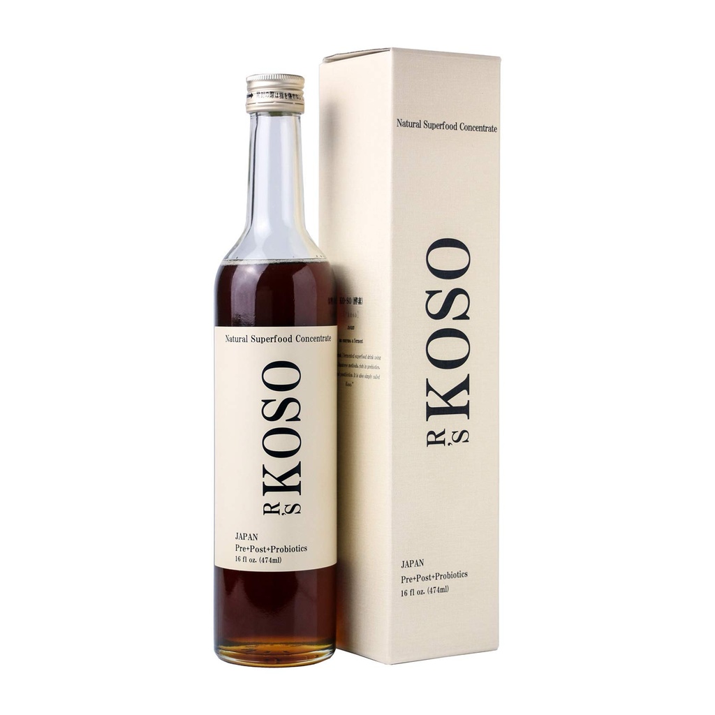R's KOSO 3-Day Cleanse Japanese Enzyme Drink Rich in Postbiotics, Probiotics and Prebiotic, Made from 100+ Vegetables ＆ Fruits - Natural Support for Better Digestion & Gut Health + Detox - 16oz