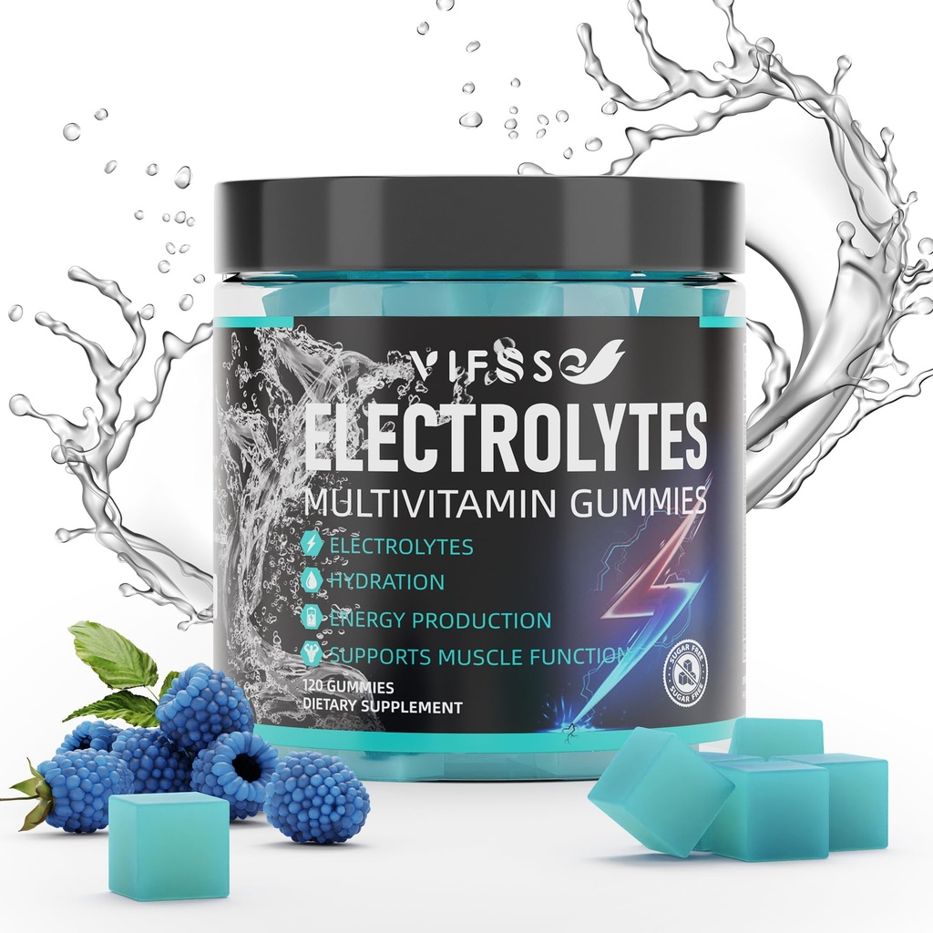 Ηλεκτρολύτες Gummies Χωρίς Ζάχαρη, 120 Μασώμενα Ηλεκτρόλυτα Gummies με 6 Ηλεκτρολύτες για Δρομείς και Αντοχή Αθλητισμού, Αναζωογονητικό Μπλε Βατόμουρο, Ενυδατική Ηλεκτρολυτές Μασούς, 1 Πακέτο