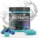 Ηλεκτρολύτες Gummies Χωρίς Ζάχαρη, 120 Μασώμενα Ηλεκτρόλυτα Gummies με 6 Ηλεκτρολύτες για Δρομείς και Αντοχή Αθλητισμού, Αναζωογονητικό Μπλε Βατόμουρο, Ενυδατική Ηλεκτρολυτές Μασούς, 1 Πακέτο