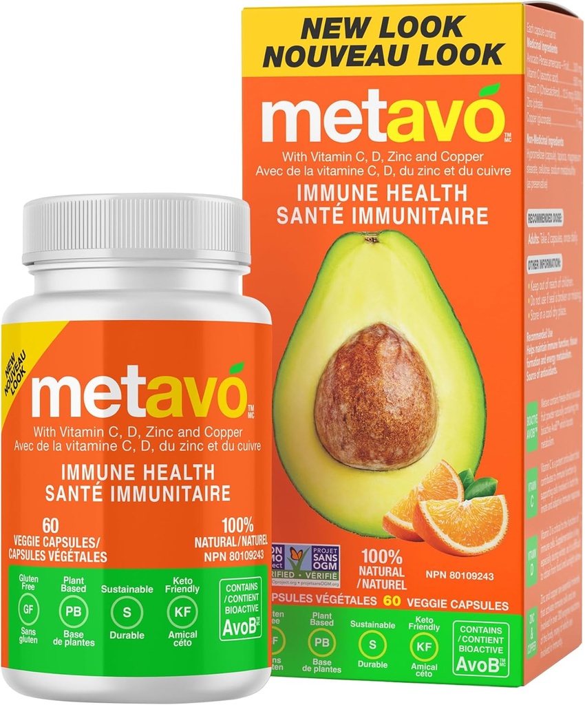 Metavo Immune Health - Natural Immune Support Supplement, Essential Zinc Supplements for Men & Women Enriched with Vitamin C, D & Copper, 60 Vegan Capsules, 30 Servings