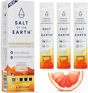 Salt of the Earth Premium Zero-Sugar Electrolyte - Made with Pink Himalayan Salt - Hydration Powder Packets | Premium Ingredients | Keto & Paleo Friendly | 12 Sticks, Orange