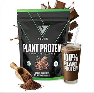vedge Vegan Protein Powder - Φυτική Πρωτεϊνη Σκόνη με Pea, Κολοκύθα & Ηλίανθος - USDA Organic, Αμινοξέα, Γαλακτοκομικά, Χωρίς Γλουτένη, Χωρίς Σόγια, Κέτο, Μη ΓΤΟ, Ομαλή Υφή - Σοκολάτα - 20 Σερβιέτες