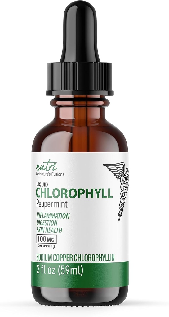 Nature's Fusions Nutri Liquid Chlorophyl Peppermint 100mg - Εσωτερικό Αποσμητικό & Αποτοξινωτικό - Υγρές σταγόνες - 2 fl oz (59 μερίδες, 100mg ανά υπηρεσία) - Clorofila Liquida