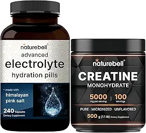 NatureBell Creatine Monohydrate Powder & & Advanced Electrolyte Hydration Pack Bundle 