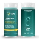 Iwi Omega-3 Essential & DHA Omega-3 Bundle, 30 Υπηρεσίες, Vegan Plant-based Algae Omega 3, Krill & Fish Oil Εναλλακτική, Χωρίς Αλιευτική Επίγευση