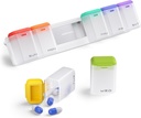 Weekly Pill Organizer Magnetic, Removable Pill Box 7 Day 1 Time a Day, Large Pill Case Travel, Week Once Daily Medication Dispenser, Medicine Container Holder for Supplement Vitamin, White