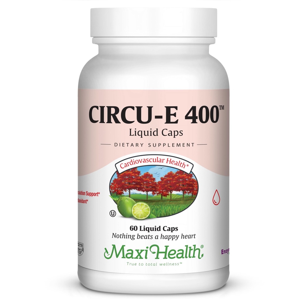 Maxi Health Circu-E 400 IU - Φυσική βιταμίνη Ε - Υποστήριξη αμυντικού συστήματος σώματος - 60 κάψουλες - Kosher