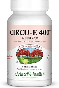 Maxi Health Circu-E 400 IU - Φυσική βιταμίνη Ε - Υποστήριξη αμυντικού συστήματος σώματος - 60 κάψουλες - Kosher