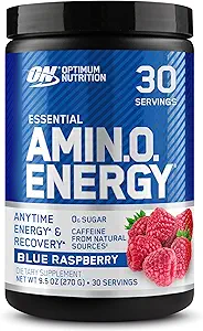 Optimum Nutrition Amino Energy - Προπόνηση με πράσινο τσάι, BCAA, Αμινοξέα, Κετοφιλικό, Πράσινο εκχύλισμα καφέ, Ενεργειακή σκόνη - Μπλε Βατόμουρο, 30 σέρβις (Packaging May Vary)