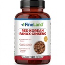 FineLand Red Korean Panax Ginseng 20:1 Extract - Concentrated Immune & Cognitive Support Supplement for Men & Women - 120 Veggie Capsules