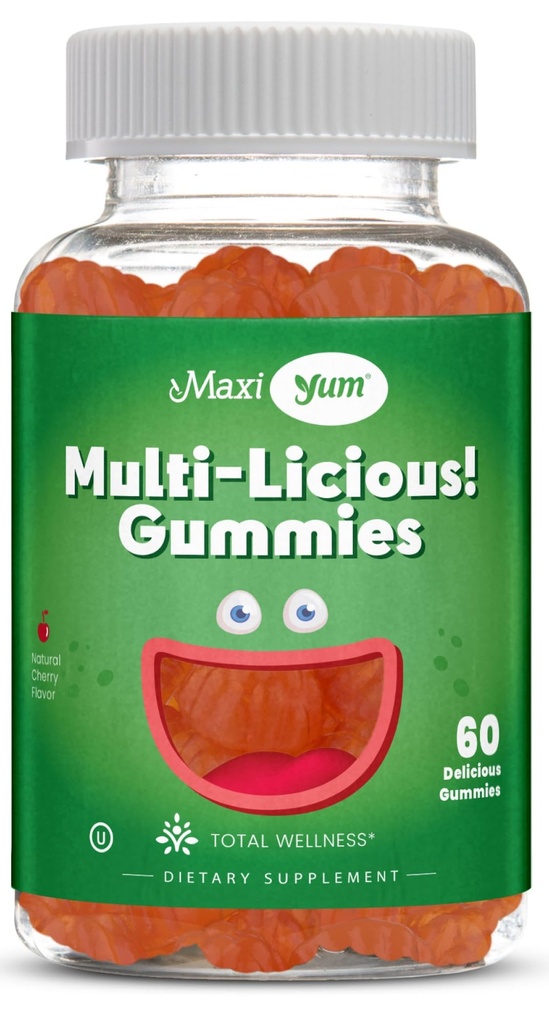 Maxi Health Multivitamin Gummies Βιταμίνες για Ενήλικες & Παιδιά - Cherry Flavored Gummy Multivitamins - 60 Βιταμίνη Gummies για γυναίκες και άνδρες - Καθημερινή Multi Vitamin Womens & Mens Multivitamins Gummies