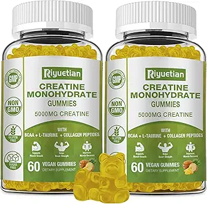 Creatine Monohydrate Gummies, Creatine for Men & Women, Chewable Creatine for Enhancing Focus and Endurance, 5g Creatine per Serving, Sugar-Free, 120 Count