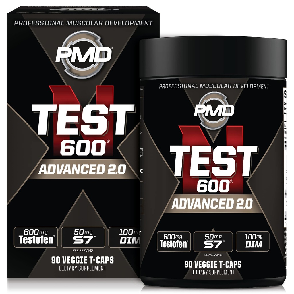PMD Sports N-Test 600 Advanced Nitric Oxide Booster for Men - with Clinically Studied Testofen - Lean Myster and Strength Engins with Estrogen Suppression (90 Veggie - Caps)