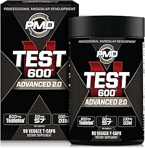 PMD Sports N-Test 600 Advanced Nitric Oxide Booster for Men - with Clinically Studied Testofen - Lean Myster and Strength Engins with Estrogen Suppression (90 Veggie - Caps)