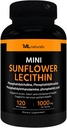 ML Naturals Mini Ηλίανθος Λεκιθίνη 1000 mg 120 Softgels, Easy to Swallow, Υποστηρίζει την υγεία του εγκεφάλου. Μη ΓΤΟ, NSF-Certified & cGMP- Compliant