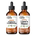 Wild & Organic Immune Mushroom Tincture 4 fl oz & Lion's Mane Tincture 4 fl oz