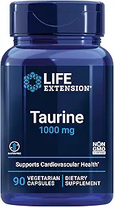 Life Extension Creatine Capsules and Taurine Supplement Bundle - 120 Creatine Capsules Promoting Strength and 1000mg Taurine for Heart Health