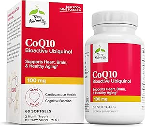 Terry Φυσικά CoQ10 BioActive Ubiquinol - Cellular Energy Support Supplement - BioActive CoQ10 Supplement - Συμπλήρωμα Διατροφής για τη Βοήθεια Υγιεινή Γήρανση & Υγεία του εγκεφάλου - 60 Softgels