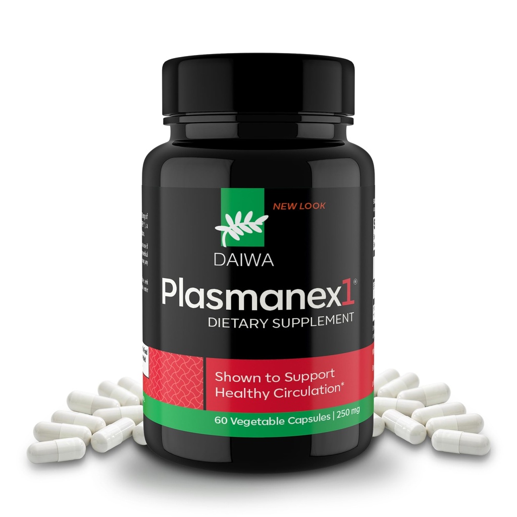 Daiwa Plasmanex 1 - Συμπληρώματα Κυκλοφορίας Αίματος και Vein – Κυκλοφορία Ισορροπίας, Ενθάρρυνση Υγιή Πόδια και Veins - 60 Κάψουλες Vegan